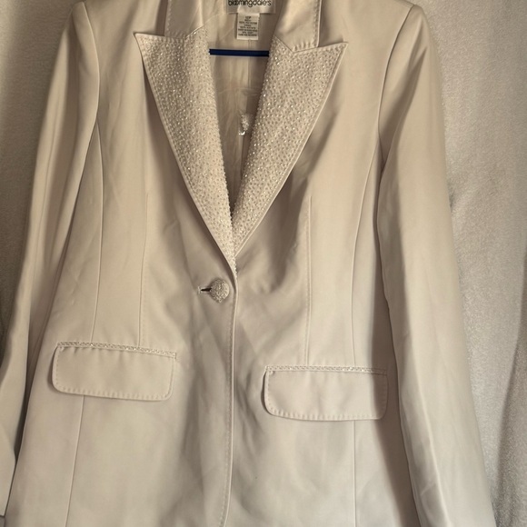 Bloomingdale's Cream Blazer with Textured Lapel - Picture 1 of 6